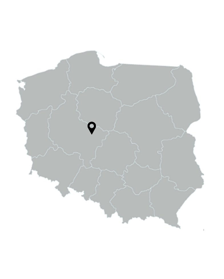 mapa Polski z zaznaczoną lokalizacją Konina