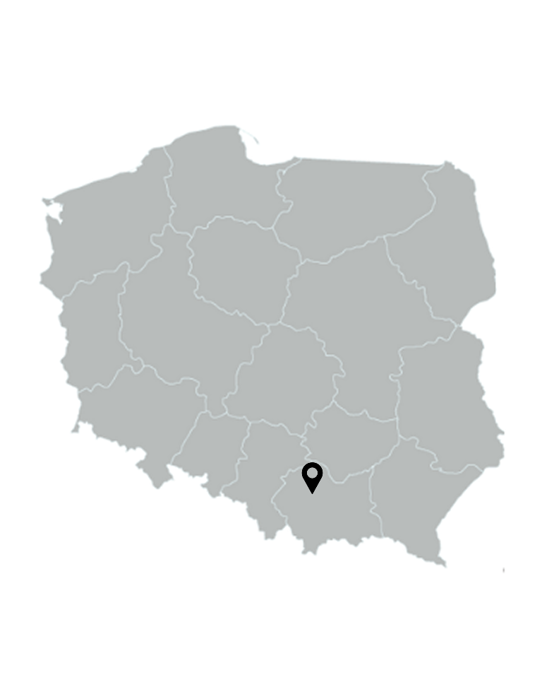 Mapa Polski z zaznaczoną lokalizacją miasta Kraków