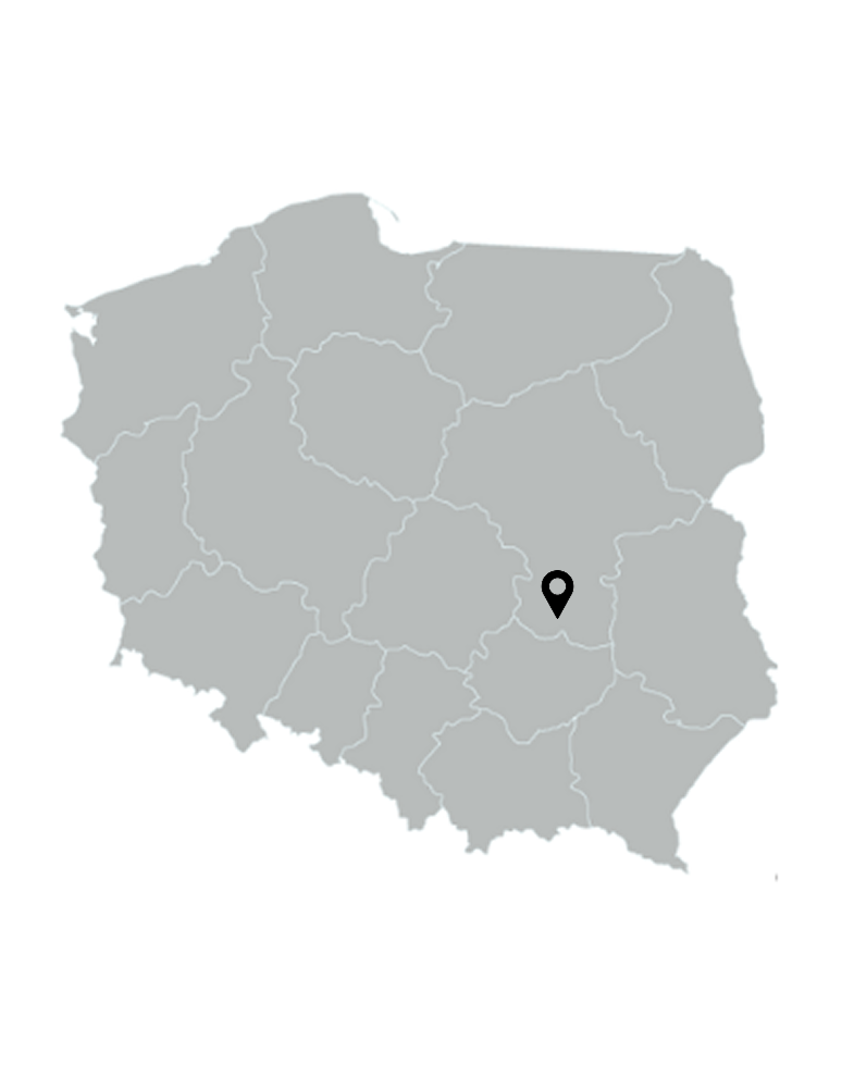 mapa Polski z zaznaczoną lokalizacją Radomia