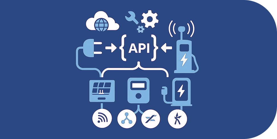 Grafika przedstawiająca schemat integracji IoT i SCADA poprzez API.