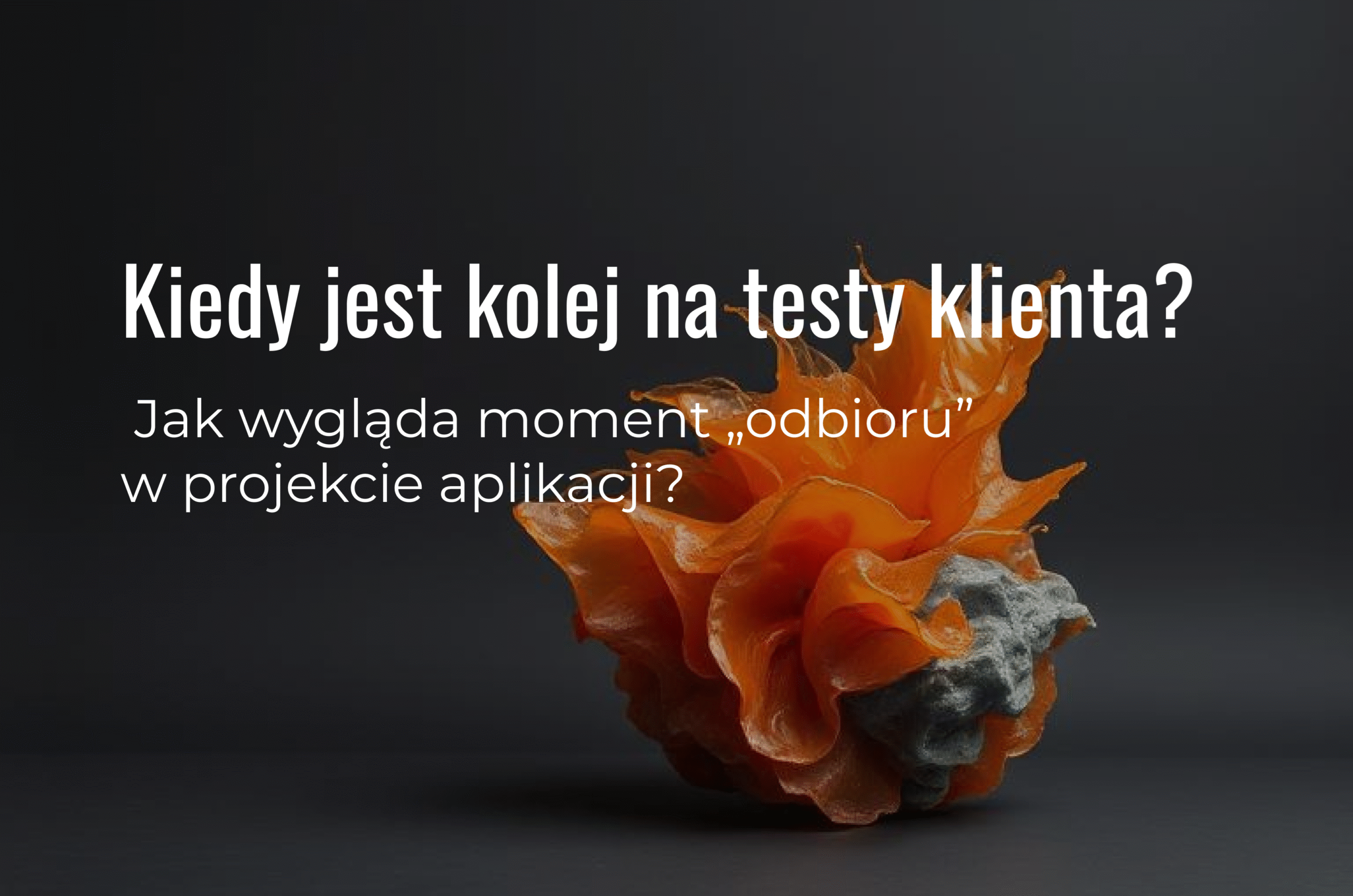 Miniatura artykułu w stylu abstrakcyjnym, przedstawiająca jego tytuł: "Kiedy jest kolej na testy klienta? Jak wygląda moment „odbioru” w projekcie aplikacji"
