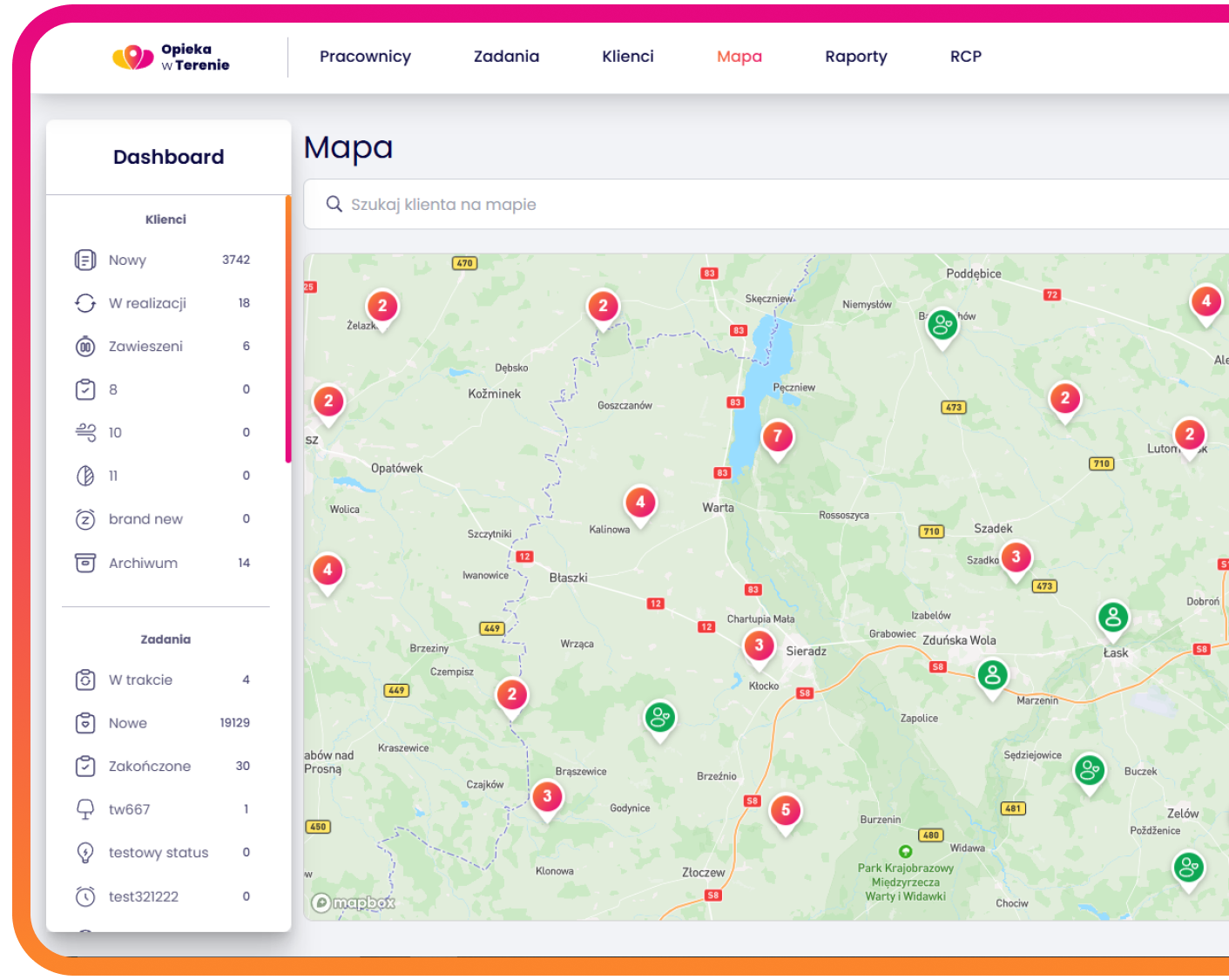 Obrazek przedstawiający widok z aplikacji Opieka w terenie