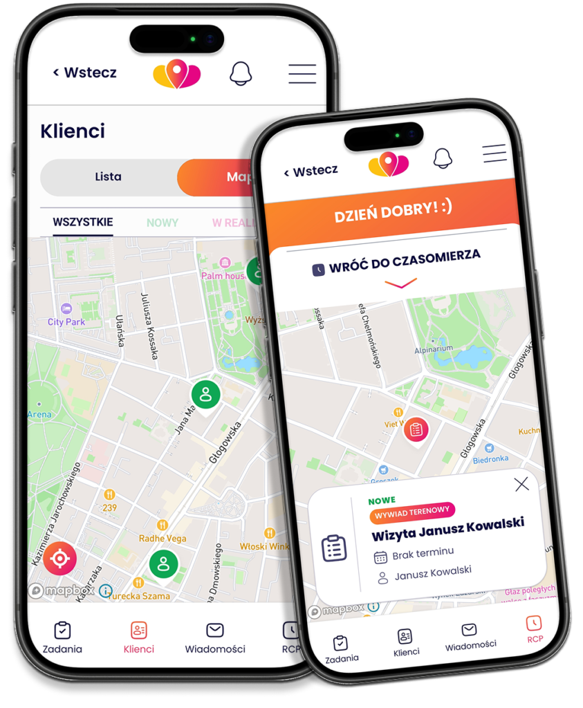 Obraz przedstawiający widok mobilny aplikacji Opieka w terenie